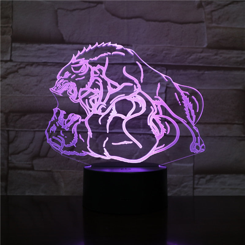 Wolf 3D LED Night Lamp Romantic Bedroom Table Lamp Valentines Gifts for Lovers Couples Boys Kids Sleeping Light Dropship 2306