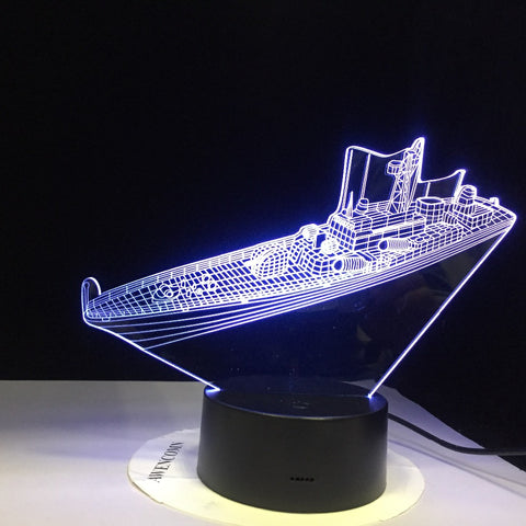 Destroy Ship 3D LED Night Light Table Lamp Acrylic Bulbing Optical Illusion Lumineuse Baby Sleeping Lighting Room Home Decor