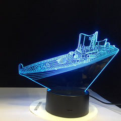 Destroy Ship 3D LED Night Light Table Lamp Acrylic Bulbing Optical Illusion Lumineuse Baby Sleeping Lighting Room Home Decor