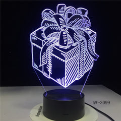 Holiday Gift Box LED Night Lamp 3D Illusion Touch Sensor Hoom Decoration Child Kids Baby Nightlight Gift Box Desk Lamp AW-3099