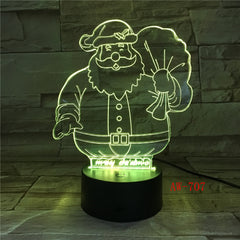 Christmas Gift 3D illusion Lamp Snowman with Coat Design LED Night Light for Children Living Room Lights Table Lamp AW-707