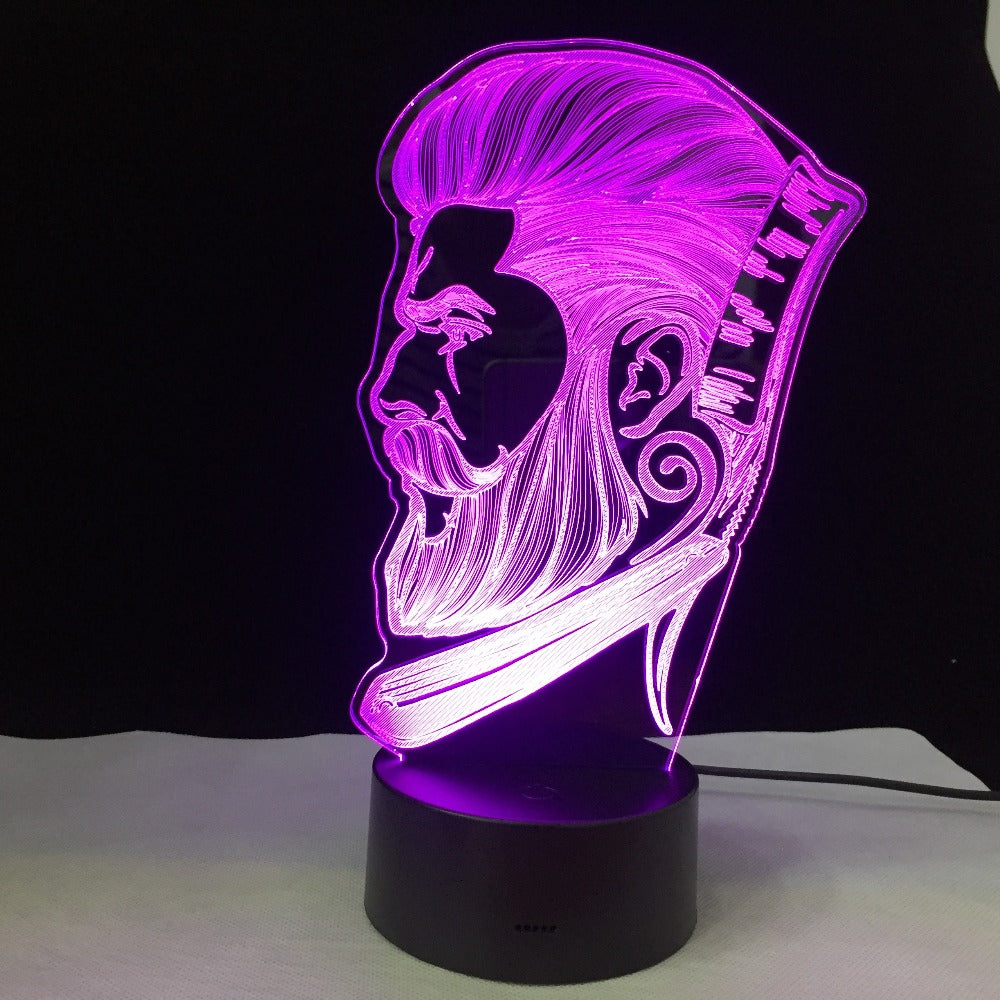 Beauty Salon Hairdresser Store Sign Barber Shop Business 3D LED Night Lamp Creative Night Lamp Optical illusion Table Light
