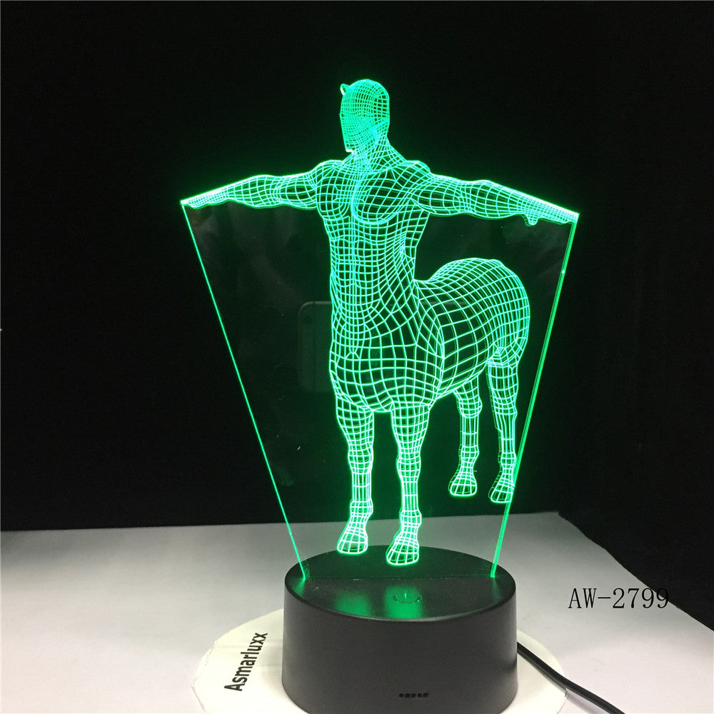 7 Colors Change Gradient Fashion Human Horse Led Nightlights 3D LED Desk Table Lamp Lamps Home Bedroom Party Decoration AW-2799