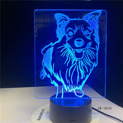 Bedside 7 Colors Changing Shepherd Modelling Desk Lamp Led 3D Dog Night Light Lampara Decor Usb Baby Sleep Lighting Gift aw-3036