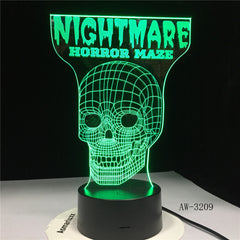Religious Nightmare Skeleton Skull 3D Hologram Cross Illusion Vision Table Lamp 7 Color Touch Remote Nightlight Gifts AW-3209