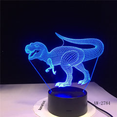 New 3D Illusion Led Lamp Dinosaur 7 Color Led Bulb Decoration Animal Night Light Nightlight Table Lamp Boys Gifts AW-2784