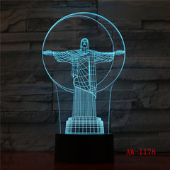 3D Led God Jesus Head Nightlight 7 Colors Changing Mood Usb Table Lamp Home Decor Bedroom Sleep Lighting Fixtures Gifts AW-1178