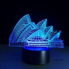 Romantic Sydney Opera House Night Light USB Touch 7 Color Change Lamp 3D LED Desk Cafe Bar Restaurant Table Mall Lighting AW-129