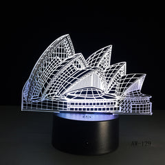 Romantic Sydney Opera House Night Light USB Touch 7 Color Change Lamp 3D LED Desk Cafe Bar Restaurant Table Mall Lighting AW-129