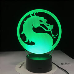 Table Lamp Head Turn Dragon 3D Illusion USB Touch Sensor RGBW Child Kids Gift Night Fury Night Light LED Desk Decoration AW-2873