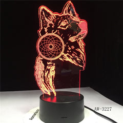 Animal Wolf Decor 3D LED Nightlights Colorful Wolf Design Table Lamp Home Decor Illusion Lights Bedroom Modern Decor AW-3227