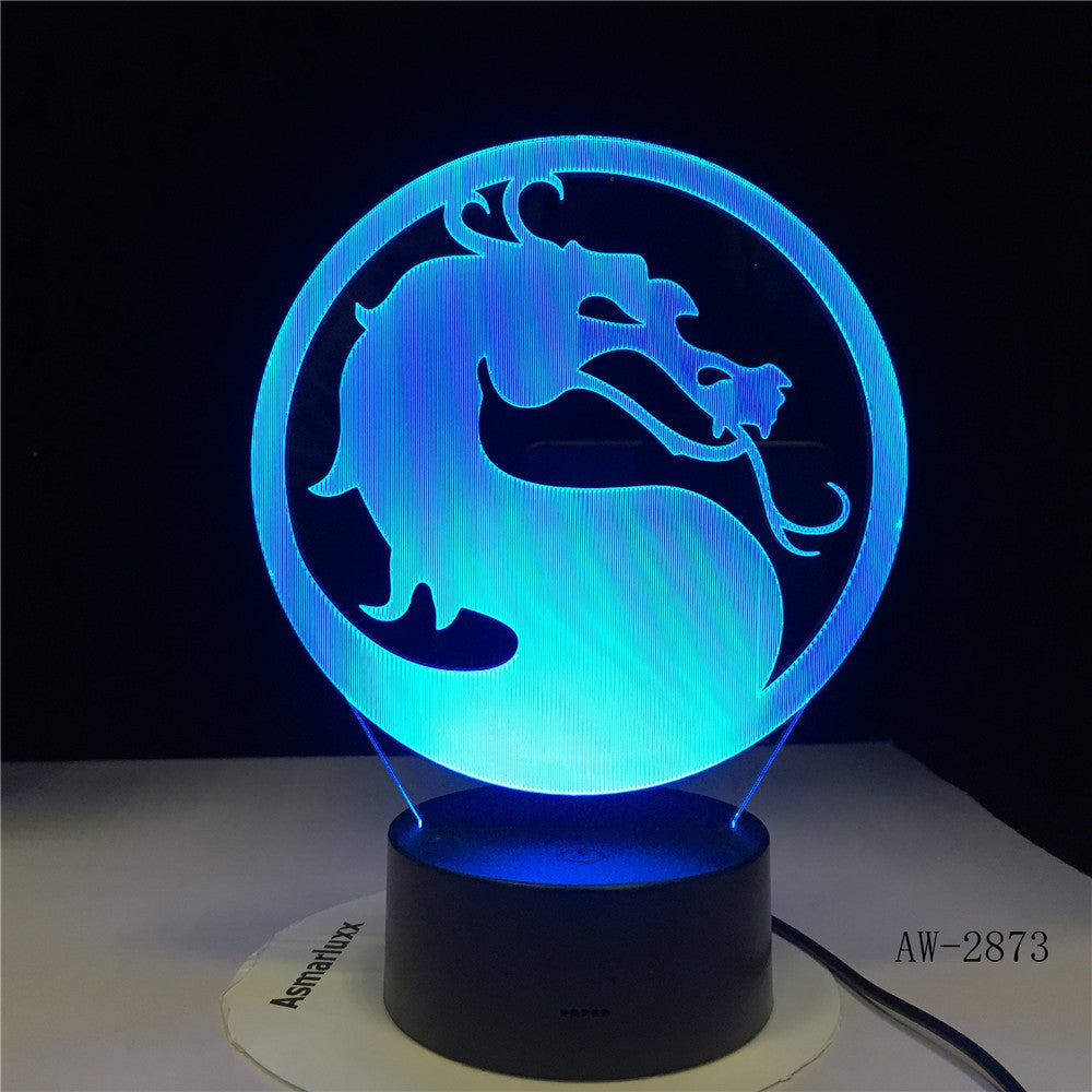 Table Lamp Head Turn Dragon 3D Illusion USB Touch Sensor RGBW Child Kids Gift Night Fury Night Light LED Desk Decoration AW-2873