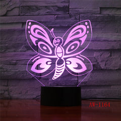 Baby Children Toys Lovely Butterfly 3D Illusion LED Night Lights Colorful Acrylic Table Lamp For Party Gift Home Decor AW-1164