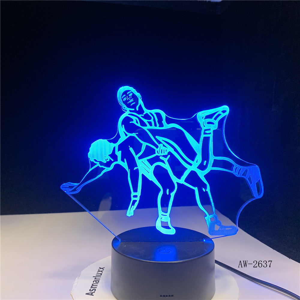 3D LED Wrestling Judo Lamp Night Lights USB Power Lights Creative Holiday Gift LED Desk Lamp for Home Living Room Decor AW-2637