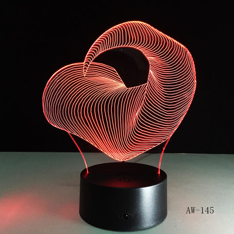 3D LED Night Light Dynamic Rhinoceros Horn with 7 Colors Light for Home Decoration Lamp Amazing Visualization AW-145