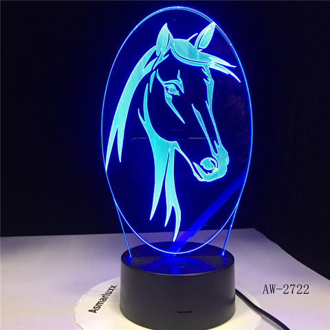 7 Colors Changing Animal LED Night light Horse 3D Desk Table Lamp USB Luces Navidad Lampara Baby Kid Sleeping Nightlight AW-2722