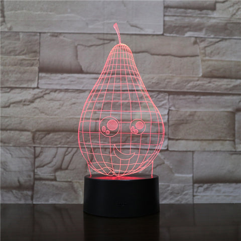 Cartoon Pear 3D Led Lamp Night Light USB Touch RBGW Novelty Lighting Child Kids Baby Gift Gadget Fruit Table Decor Dropshipping