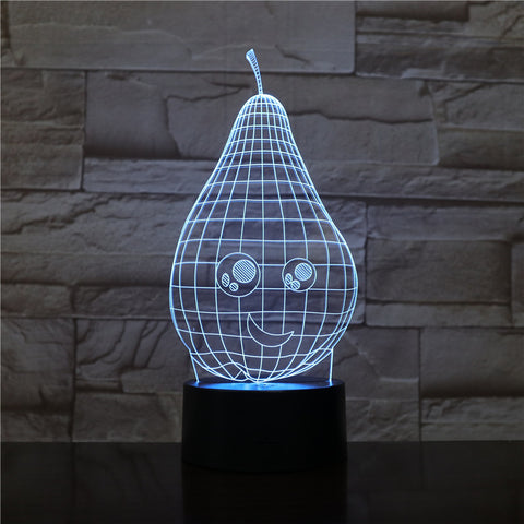 Cartoon Pear 3D Led Lamp Night Light USB Touch RBGW Novelty Lighting Child Kids Baby Gift Gadget Fruit Table Decor Dropshipping