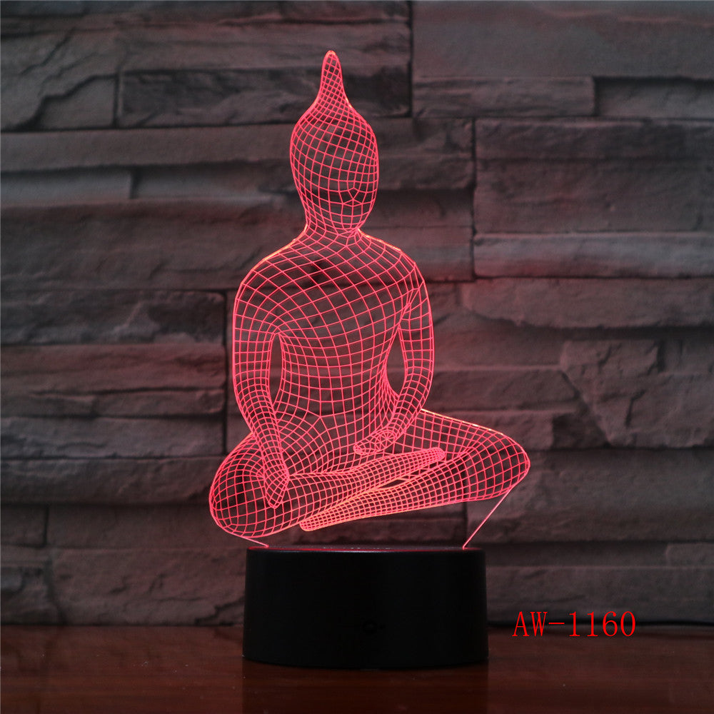 3d lampe buddha Table Lamp LED Night Light Color Changeable Decor Lighting Indoor Atmosphere Acrylic Craft Kids gift AW-1160