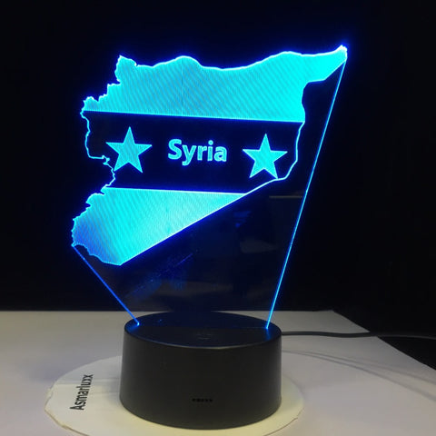 Syria Map 3D LED Night Lights 7 Colors Changing USB Bedroom Decor Shape Table LampBedside Sleep Light Fixture Gifts Dropship