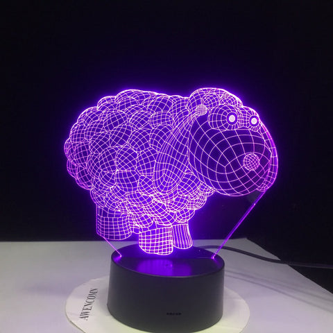 Cute Sheep Cartoon 7 Colors Changing 3D Visual NightLight Acrylic Table Lamp Led Cartoon Lighting Fixture Kids Gifts Home Decor