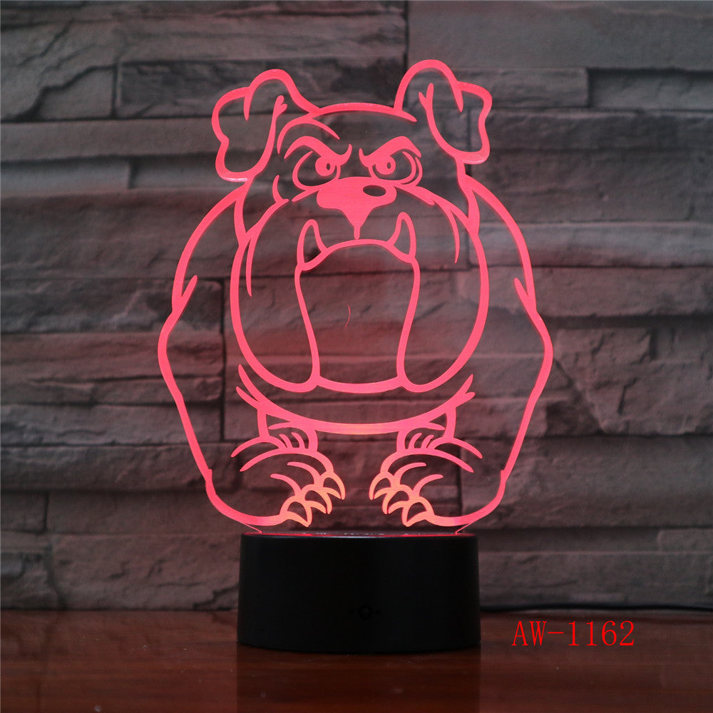 3D Visual Illusion Lamp Bulldog Poodle Jack Russell Terrier Rottweiler Dobermann LED Kids Night Light Dog Desk Light LampAW-1162