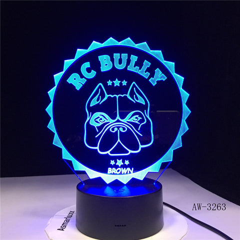 3D Pug French Bulldog LED Night Light Pet Puppy Dog Lighting Home Decor Color Changing Table Lamp Dropshipping AW-3263