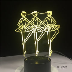Ballet Girl 7 Color Lamp 3d Visual Led Night Lights For Kids Touch Usb Table Lampara Lampe Baby Sleeping Nightlight AW-2222