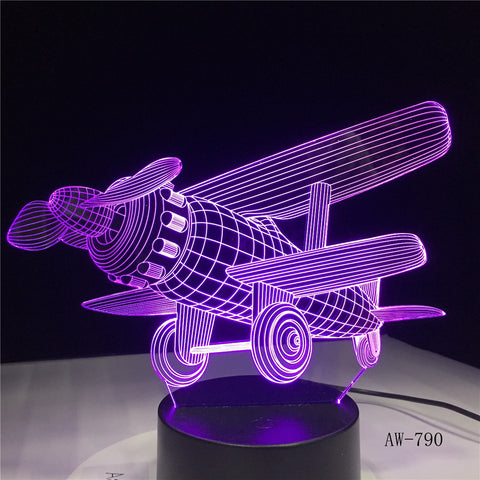 Glider Plane 3D LED Lamp 7 Color Change Touch Switch Small Night Light Atmosphere Lamp Bedroom Light For New Year Gift AW-790