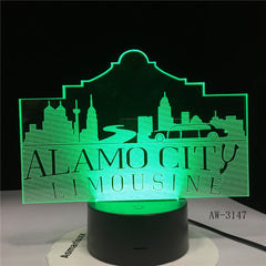 Usb 3d Led Night Light Alamo City Atmosphere Lamp Decoration RGB Kids Baby Gift Famous Buildings Table Lamp Bedside AW-3147