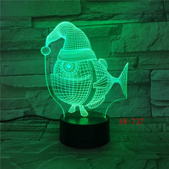 7 Color luminous 3D Led Lamp USB Bedside Baby Sleep Christmas Hat Fish shape NightLight Amazing Gift For Kids Desk Lamp AW-737