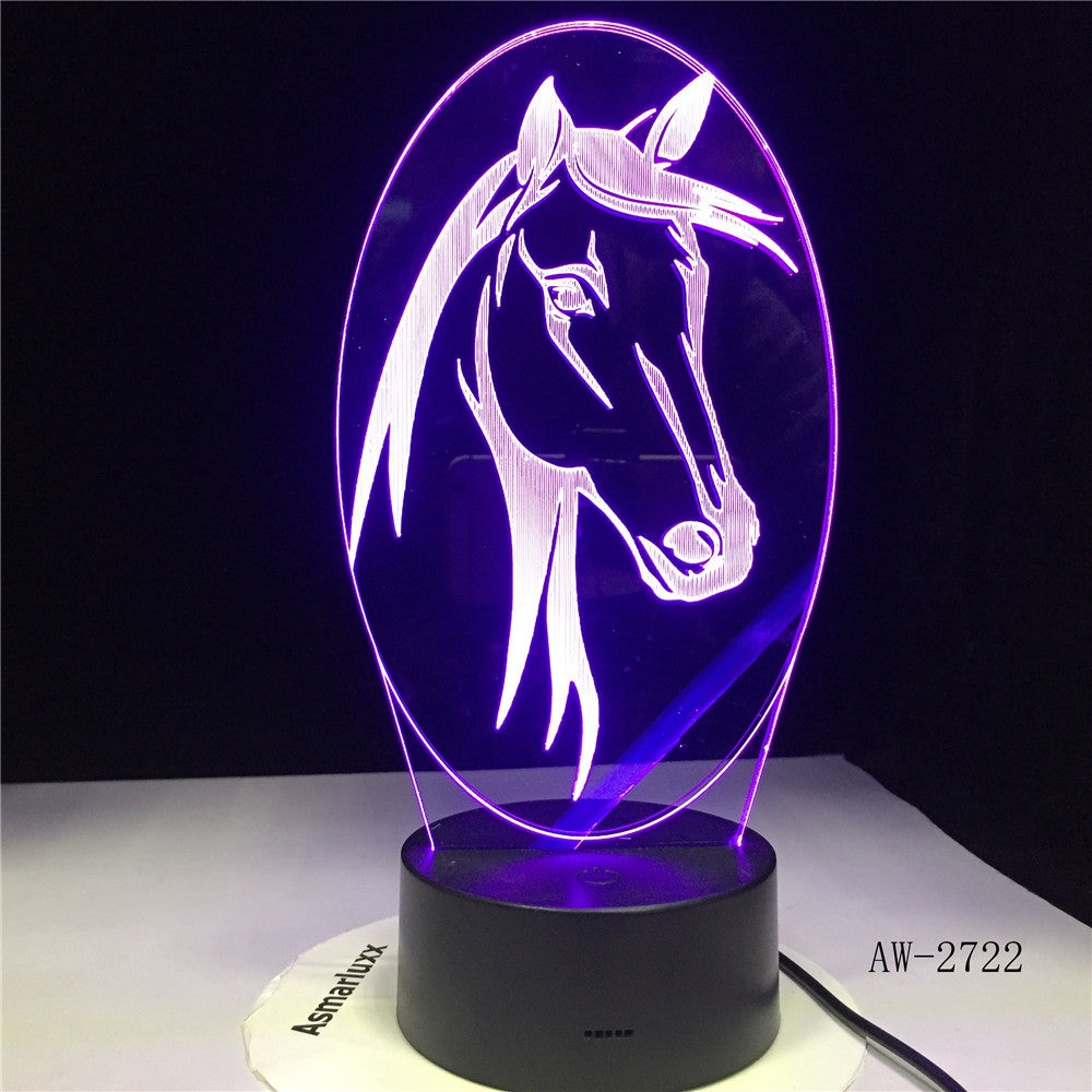 7 Colors Changing Animal LED Night light Horse 3D Desk Table Lamp USB Luces Navidad Lampara Baby Kid Sleeping Nightlight AW-2722