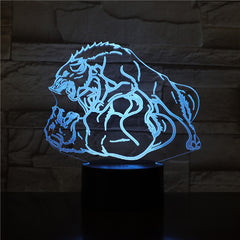 Wolf 3D LED Night Lamp Romantic Bedroom Table Lamp Valentines Gifts for Lovers Couples Boys Kids Sleeping Light Dropship 2306