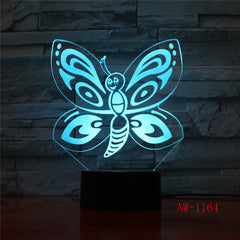 Baby Children Toys Lovely Butterfly 3D Illusion LED Night Lights Colorful Acrylic Table Lamp For Party Gift Home Decor AW-1164