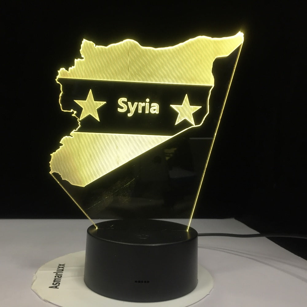Syria Map 3D LED Night Lights 7 Colors Changing USB Bedroom Decor Shape Table LampBedside Sleep Light Fixture Gifts Dropship