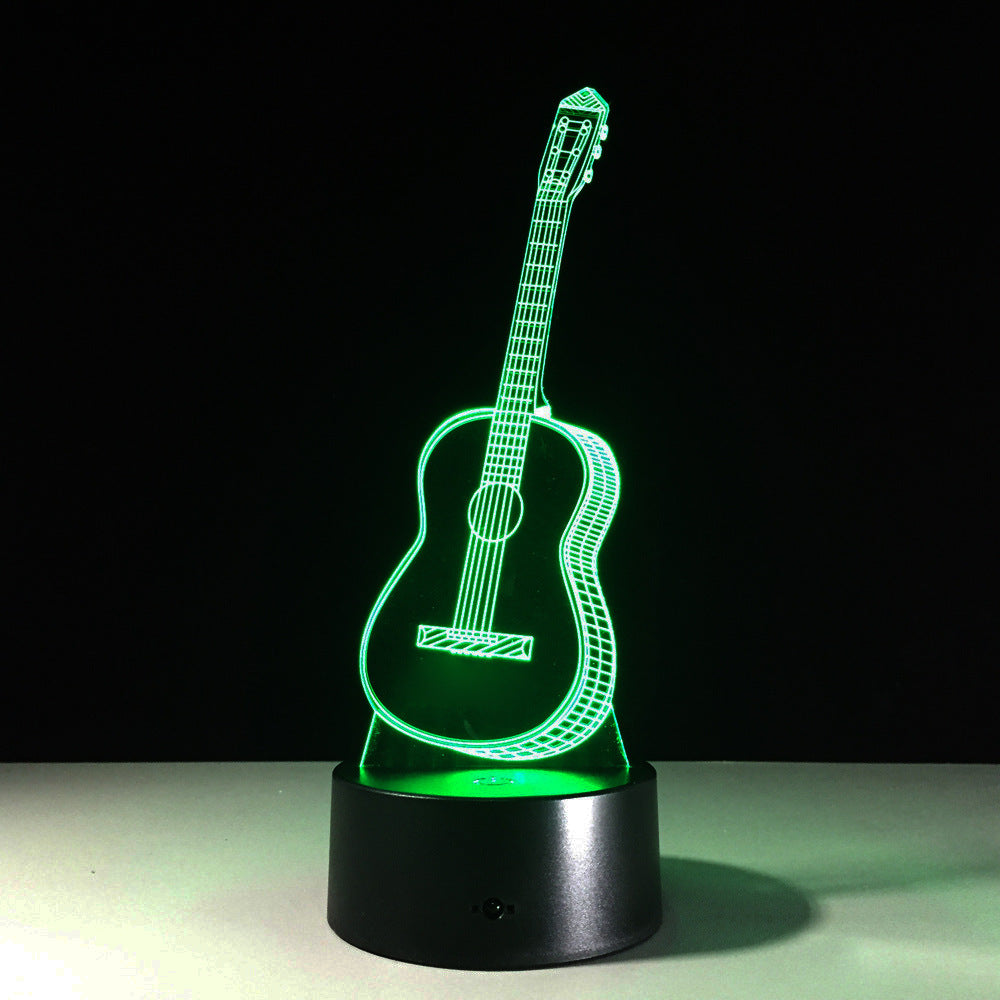 Electric Guitar 3D LED Lamp 7 Colorful USB Table Lamp Baby Sleeping Night Light Music Touch Remote Control Kids Gifts Drop Ship