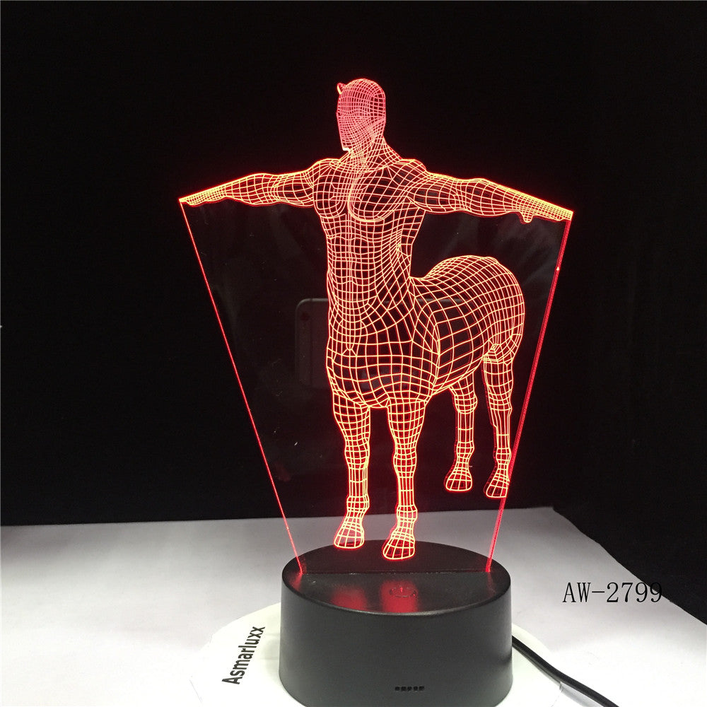 7 Colors Change Gradient Fashion Human Horse Led Nightlights 3D LED Desk Table Lamp Lamps Home Bedroom Party Decoration AW-2799