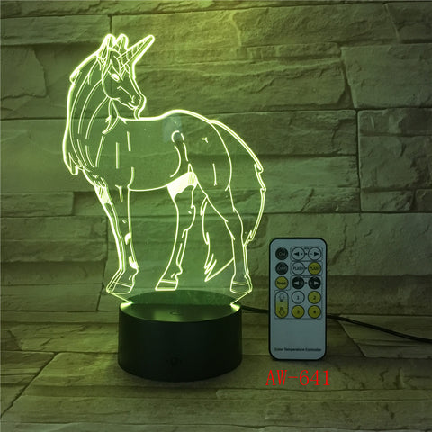 Unicorn Romantic Gift 3D LED Table Lamp 7 Color Change Night Light Room Decor Lustre Holiday Girlfriend Kid Toys Dropship AW-641