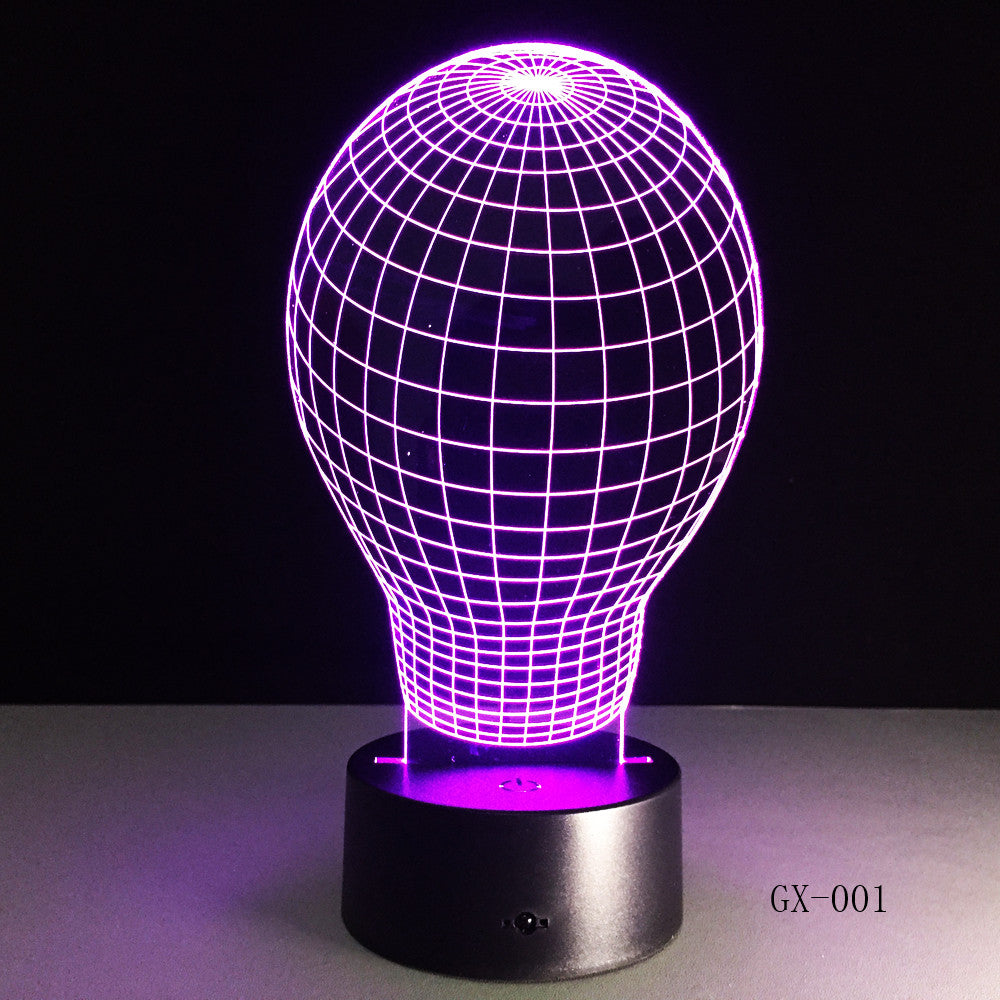 Artistic Abstraction Bulb 3D USB Night Light Colorful LED Desk Table Light Lamp for Home Bedroom Wedding Decoration GX-001