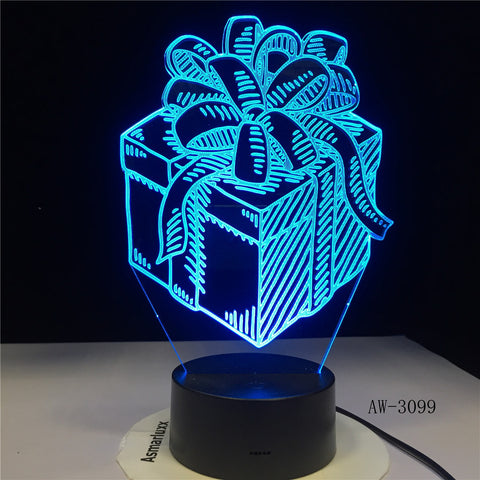 Holiday Gift Box LED Night Lamp 3D Illusion Touch Sensor Hoom Decoration Child Kids Baby Nightlight Gift Box Desk Lamp AW-3099