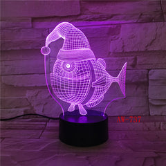 7 Color luminous 3D Led Lamp USB Bedside Baby Sleep Christmas Hat Fish shape NightLight Amazing Gift For Kids Desk Lamp AW-737