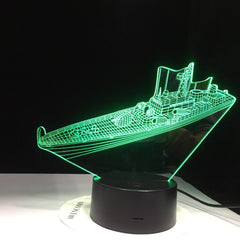 Destroy Ship 3D LED Night Light Table Lamp Acrylic Bulbing Optical Illusion Lumineuse Baby Sleeping Lighting Room Home Decor