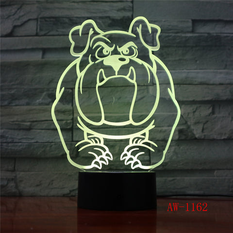 3D Visual Illusion Lamp Bulldog Poodle Jack Russell Terrier Rottweiler Dobermann LED Kids Night Light Dog Desk Light LampAW-1162