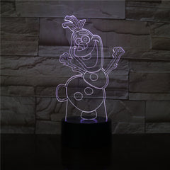 3D Night Light Snowman Olaf Nightlight for Kids Bedroom Decor Battery Operated Atmosphere Pretty Baby Led Night Lamp