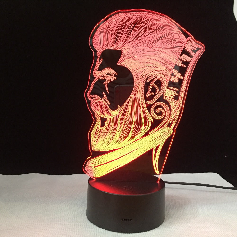 Beauty Salon Hairdresser Store Sign Barber Shop Business 3D LED Night Lamp Creative Night Lamp Optical illusion Table Light