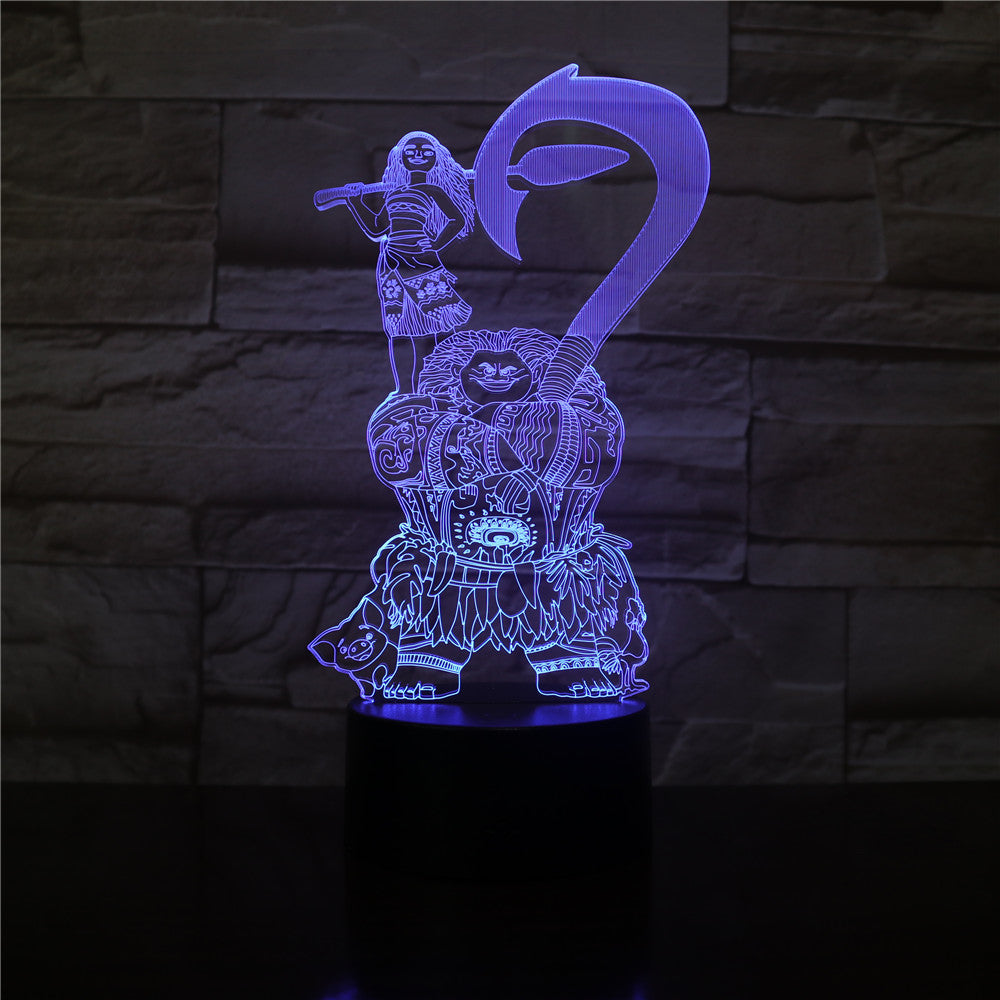Moana Maui Moive Figure Decorative 3D Night Lamp USB Battery Nightlight LED Night light Kids Children Bedroom Decor Best Gift