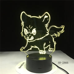 Angry Dog Family Usb Night Lights Home Decor Bedside Kids Gifts Desk Lamp 3D Led Luminous Novelty 7 Colors Changing AW-2866