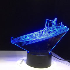 Destroy Ship 3D LED Night Light Table Lamp Acrylic Bulbing Optical Illusion Lumineuse Baby Sleeping Lighting Room Home Decor