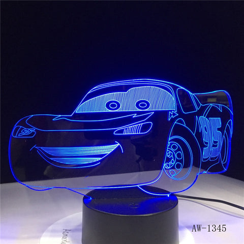 Lightning McQueen Route 66 Your Racing Car 3D 7 Color Lamp Visual Led Night Lights For Kids Touch Usb Table Lampara AW-1345