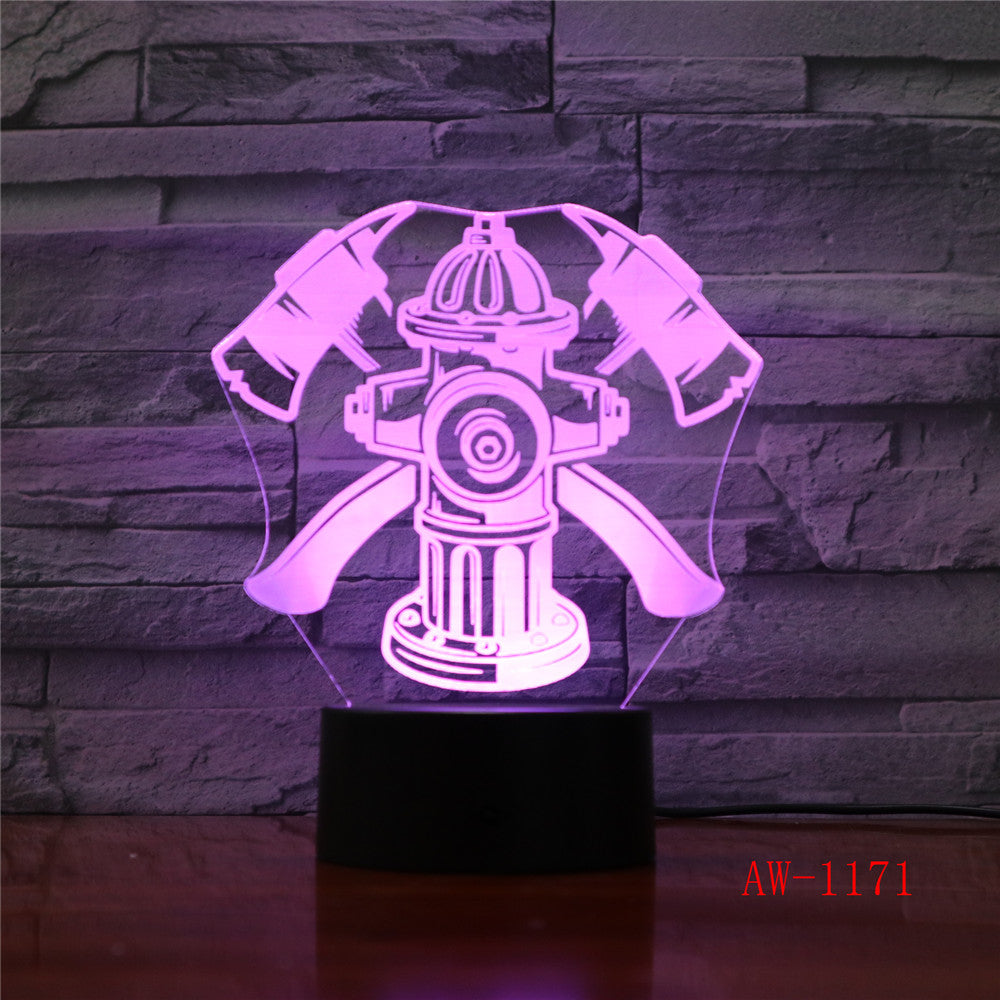 Novelty 3D Fireman Table Lamp LED USB Touch Button 7 Color Changing Fire Fighter Night Light Bedside Decor Light Gifts AW-1171